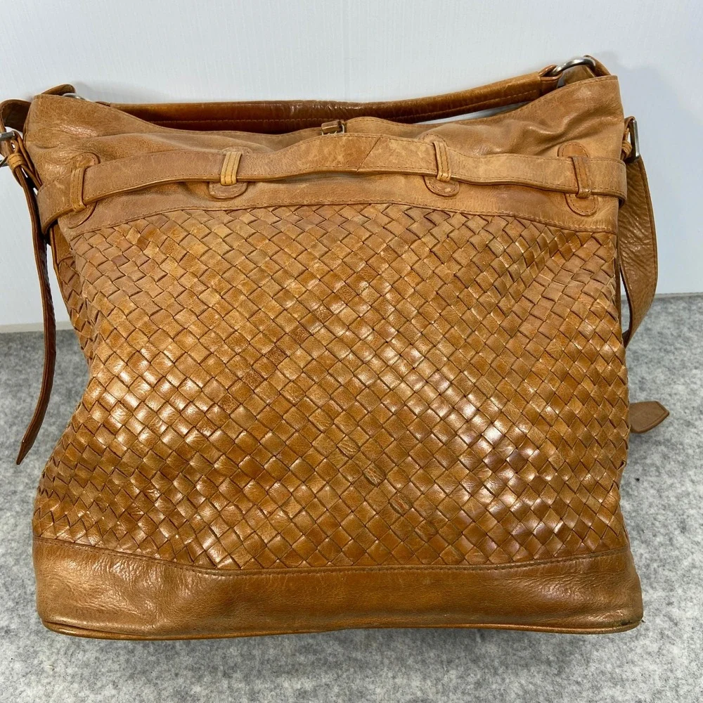 ADAX Copenhagen Camel Tan Brown Woven Braided Large Bag‎